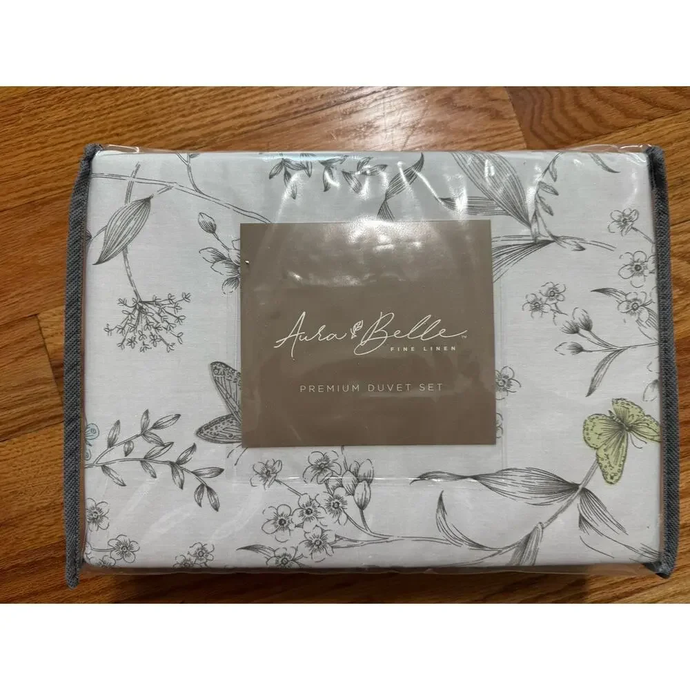Premium Duvet Set 100% Cotton Floral Duvet Cover + Fitted Sheet + 2 Pillow Cases